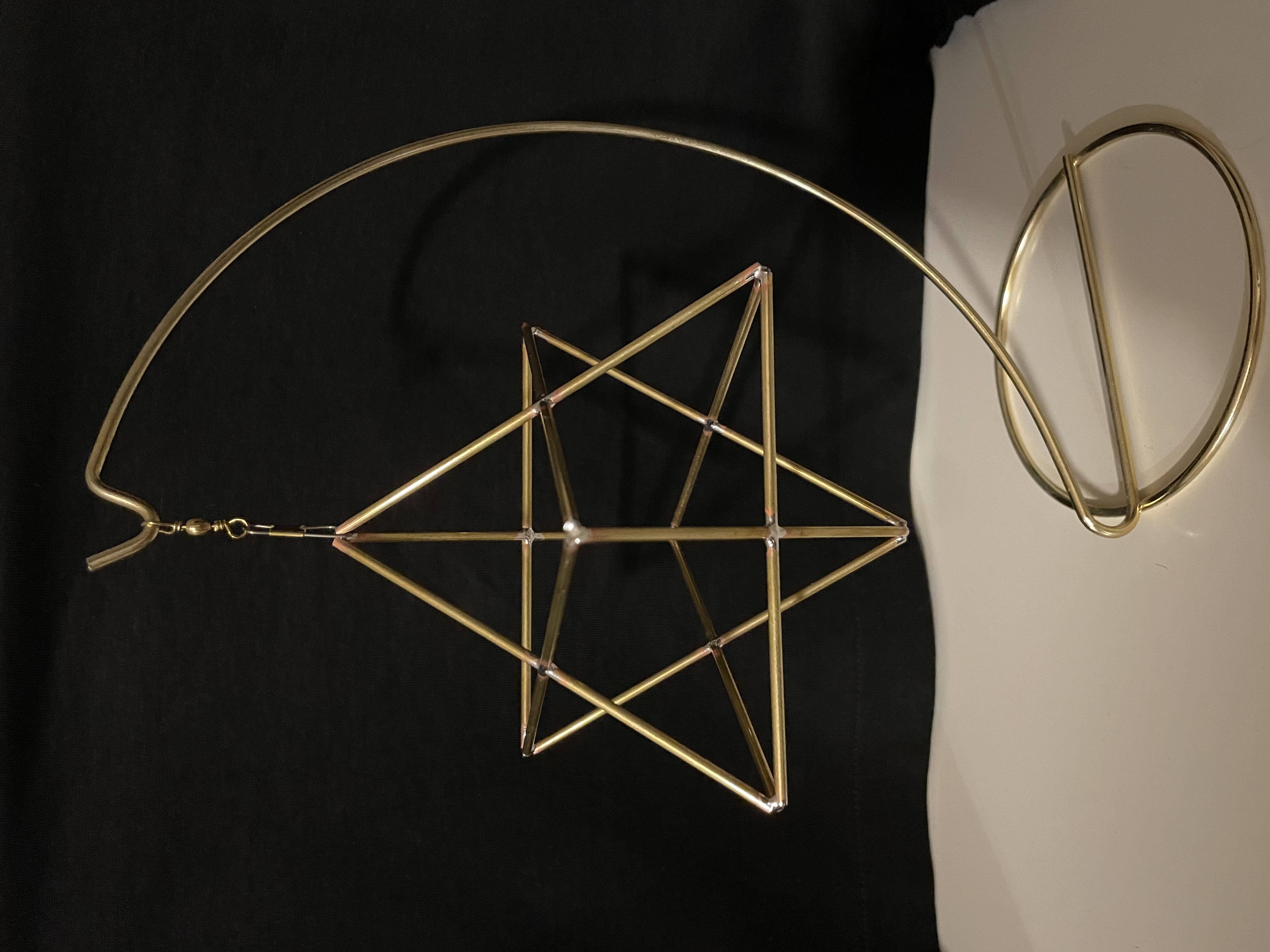 Brass wire Star Tetrahedron with crescent moon stand